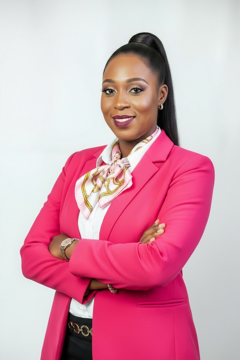 Lakeisha Simmons wearing a professional fuchsia jacket